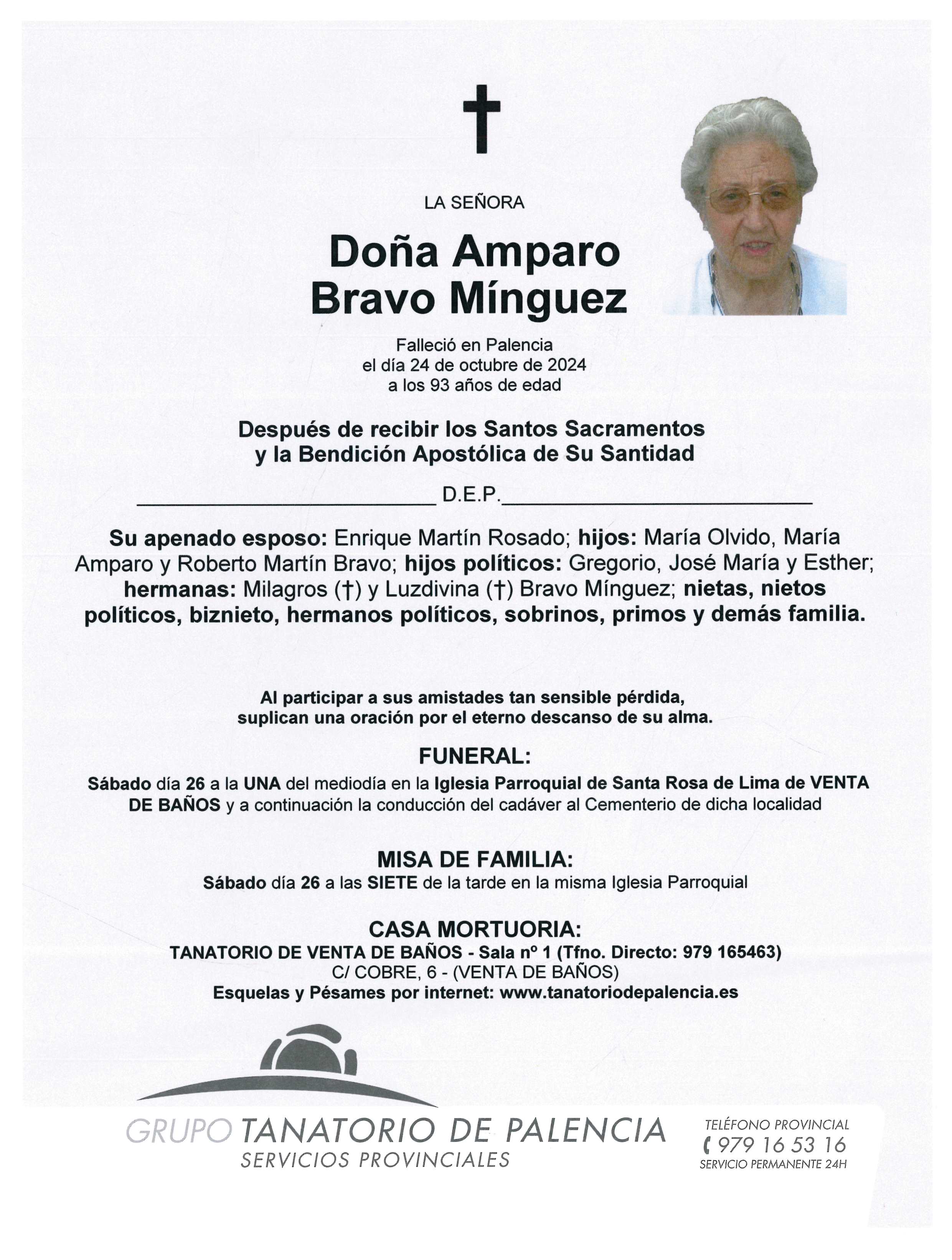 LA SEÑORA DOÑA AMPARO BRAVO MÍNGUEZ